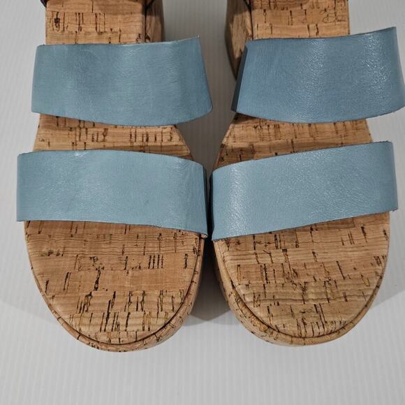 NEW Kork Ease Tish Sandal Womens 10 Turquoise Guinea Leather Cork Platform Heel - Picture 5 of 13